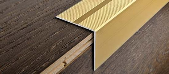 Stair Nose Punched Proend Anodized Aluminum Gold - (48 mm) 1-7/8" x 8' 10-5/16"