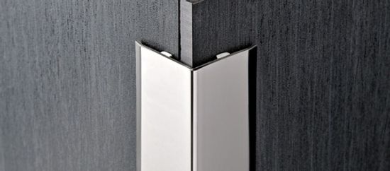 Corner Guard with Adhesive Proedge AC Polished Stainless Steel - (10 mm) 3/8" x 3/8" x 8' 10-5/16"