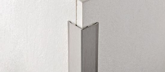 Corner Guard with Adhesive Proedge AC Satined Stainless Steel - (20 mm) 25/32" x 25/32" x 8' 10-5/16"