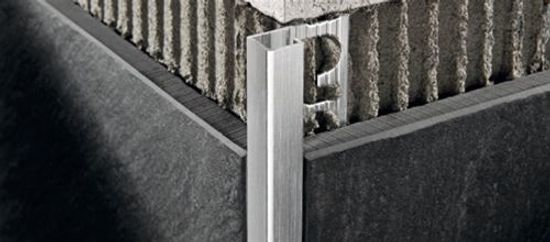 Tile Edge Trim Projolly Square Brushed Aluminum Chrome - (8 mm) 5/16" x 8' 10-5/16"