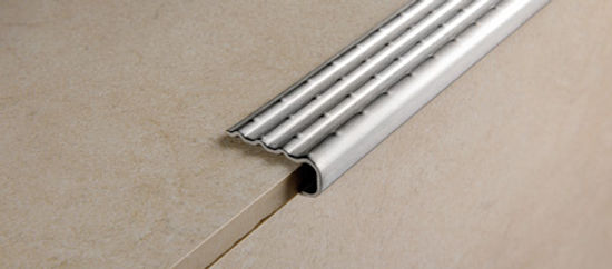Stair Nose with Adhesive Prostyle 2610 Satined Stainless Steel - (10 mm) 3/8" x 1-1/32" x 8' 10-5/16"