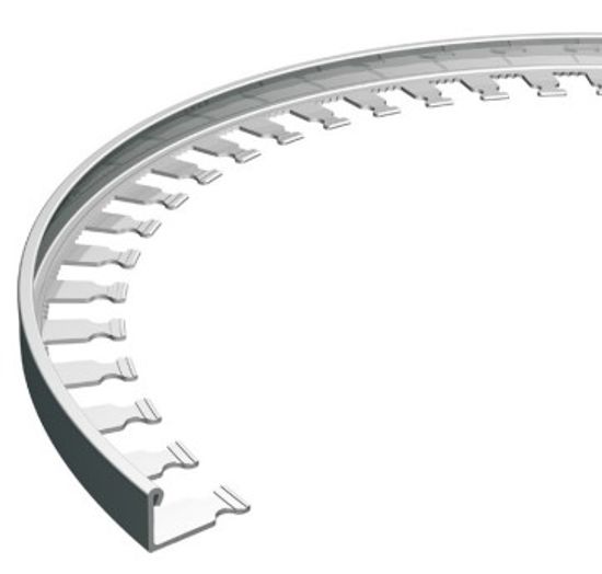 Moulure décorative pour bordure de céramique Proterminal Curved acier inoxydable poli - (10 mm) 3/8" x 8' 10-5/16"
