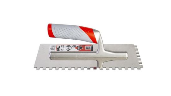 Square Notched Trowel Pro 11" Steel with Ergonomic Bimaterial Rubiflex Handle 5/16" x 5/16"