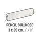 Ceramic Wall Molding Pencil Bullnose Artisan White Glossy 1" x 8" (Pack of 15)