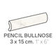 Ceramic Wall Molding Bullnose Pencil Carrara Gloss 1" x 6" (Pack of 44)