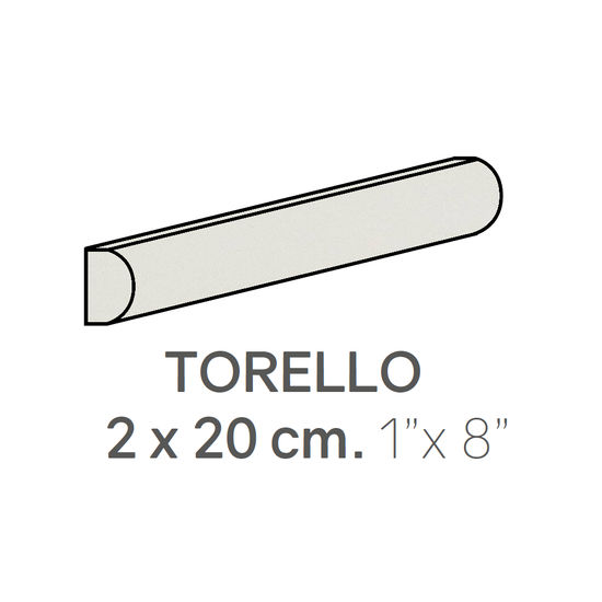 Ceramic Wall Molding Torello Country Blanco Matte 1" x 8" (Pack of 21)