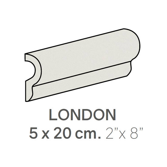 Ceramic Wall Molding London Country Blanco Matte 2" x 8" (Pack of 24)