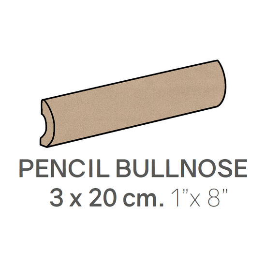 Bordures murales pour céramique Pencil Bullnose Country Vison Poli 1" x 8" (paquet de 15)