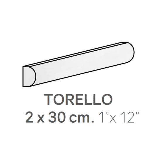 Ceramic Wall Molding Torello Masia White Glossy 1" x 12" (Pack of 48)