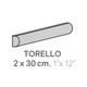 Ceramic Wall Molding Torello Masia Light Grey Glossy 1" x 12"