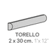 Bordures murales pour céramique Torello Masia Light Grey Lustré 1" x 12" (paquet de 48)