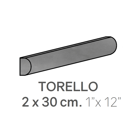 Bordures murales pour céramique Torello Masia Dark Grey Lustré 1" x 12" (paquet de 48)