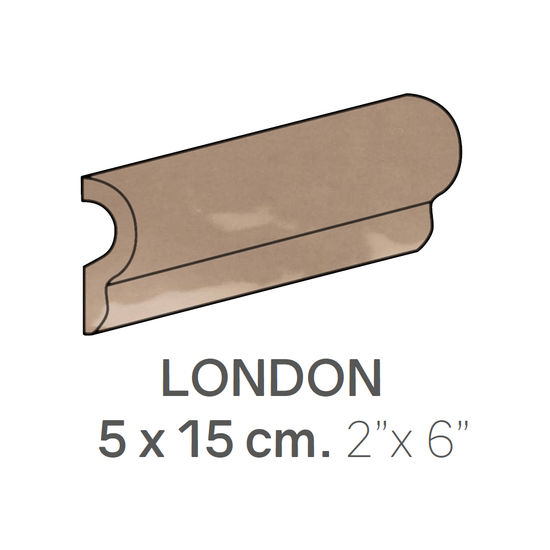 Ceramic Wall Molding London Masia Cacao Glossy 2" x 6" (Pack of 24)