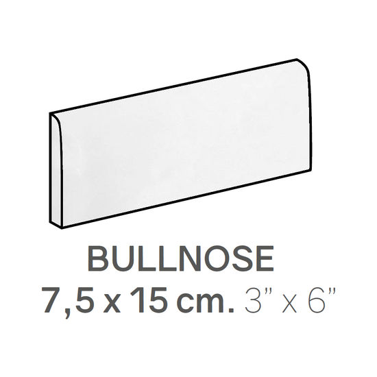 Ceramic Wall Molding Bullnose Masia White Glossy 3" x 6" (Pack of 44)