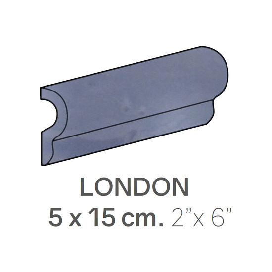 Ceramic Wall Molding London Masia Blue Glossy 2" x 6" (Pack of 24)