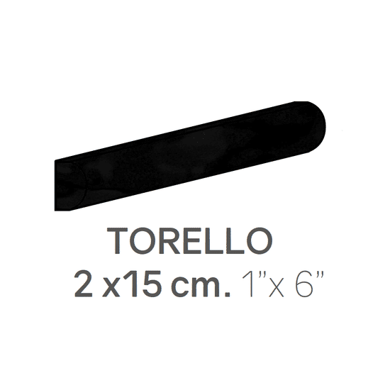 Ceramic Wall Molding Torello Metro Black Polished 1" x 6" (Pack of 27)