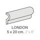 Bordures murales pour céramique London Metro Light Gray Poli 2" x 8" (paquet de 24)