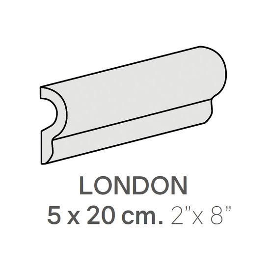 Bordures murales pour céramique London Metro Light Gray Poli 2" x 8" (paquet de 24)