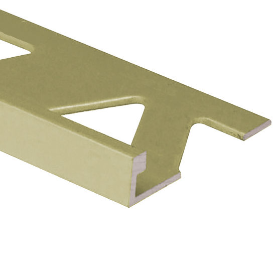 Aluminum Flat Tile Edge Satin Gold Anodized 3/8" x 8'