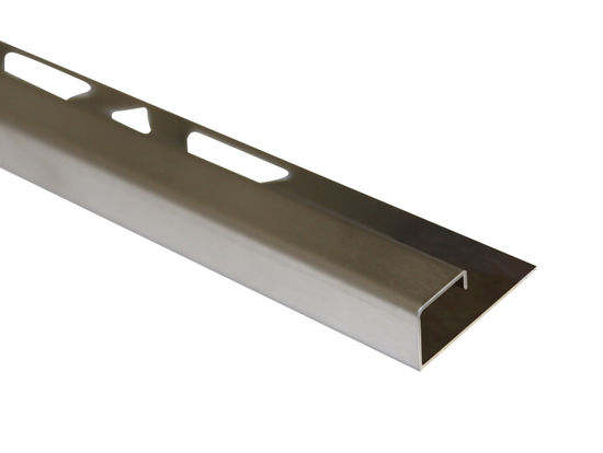 Square Tile Edge, Brushed Stainless Steel - 3/8" x 8'