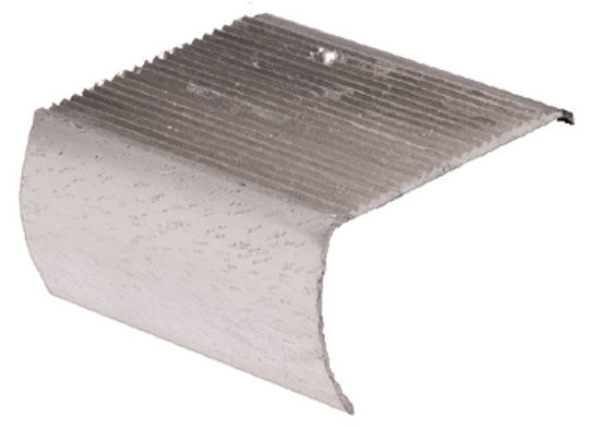 Drop Tread Stair Nosing Drilled Staggered Aluminum Hammered Silver 1-1/2" x 12'