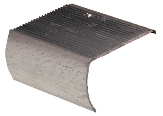 Aluminum Drop Tread Stair Nosing, Drilled Staggered - Hammered Titanium - 1 1/2" x 12'