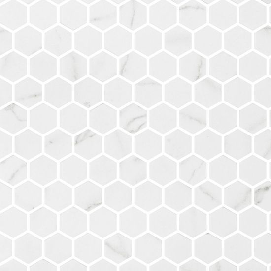 Mosaic Onix Hex Venato White 1" x 1"
