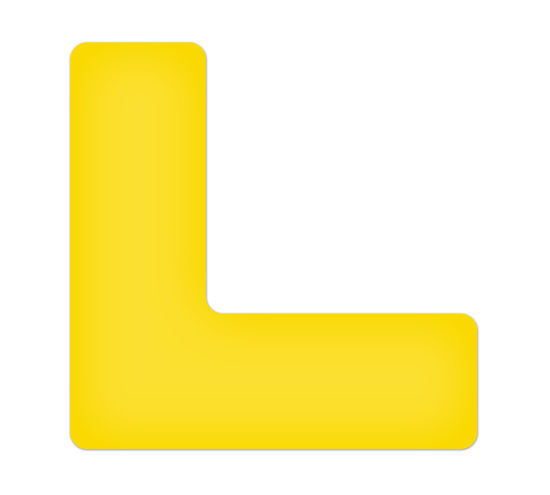 Ruban Tuff Mark jaune en forme de "L" - paquet de 20