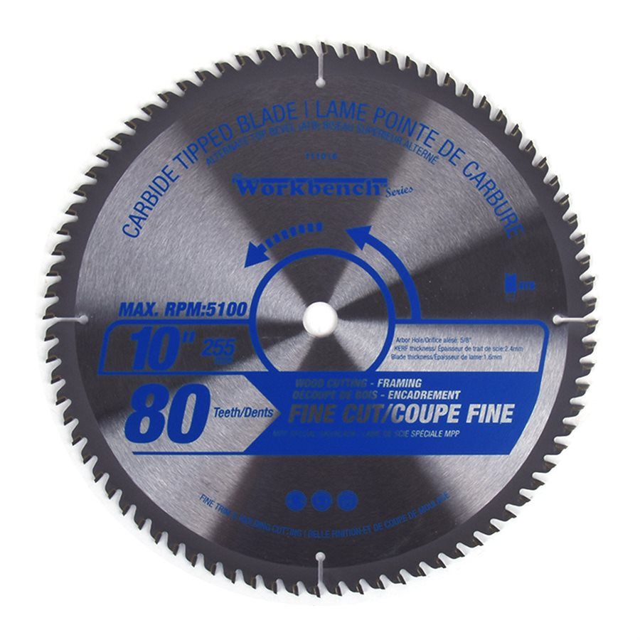 Lame Scie Circulaire Carbure 10 Pouces, 80 Dents, Téflon – Usage Multiple, Occasion