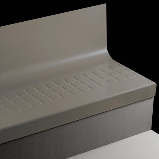 Angle Fit Rubber Stair Tread with Integrated Riser Raised Square #TA6 Bedrock 42"