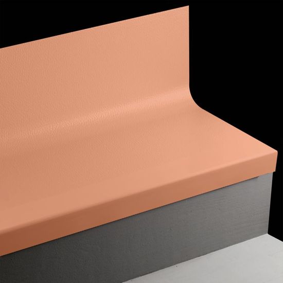 Angle Fit Rubber Stair Tread with Integrated Riser Hammered #62 Tangerine Tango with Grit tape 108"