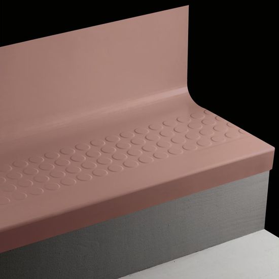 Angle Fit Rubber Stair Tread with Integrated Riser Raised Round #163 Salsa with Insert 60"