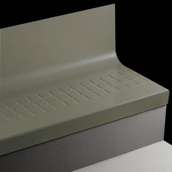 Angle Fit Rubber Stair Tread with Integrated Riser Raised Square #86 Hunter Green with Grit tape 42"