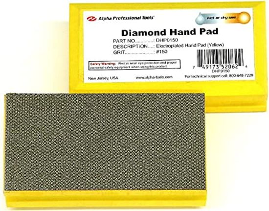Tampon de polissage à la main diamanté à liant électroplaqué Yellow grain 150