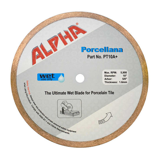 Wet Tile Saw Blade Porcellana with 3/8" Diamond Layer 10"