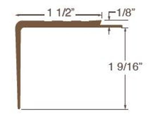 Nez de marche carré en vinyle #12 Tan - 1-9/16" (39.7 mm) x 1-1/2" x 12'