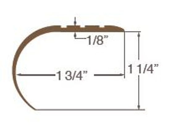 Vinyl Overlap Stair Nose with Rounded Face (Bullnose) #2 Brown - 1-1/4" (31.8 mm) x 1-3/4" x 12'