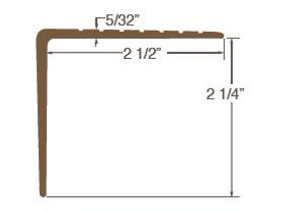 Vinyl Extra-Long Overlap Stair Nose with Extra-Long Face #2 Brown - 2-1/4" (57.2 mm) x 2-1/2" x 12'