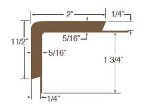 Vinyl Stair Nose with 1/4" (6.4 mm) Double Insert #2 Brown - 1-3/4" (44.4 mm) x 2" x 12'