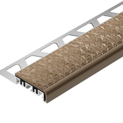 Schluter - TREP-V 42 Stair Nose Profile Anodized Aluminum with PVC Slip ...