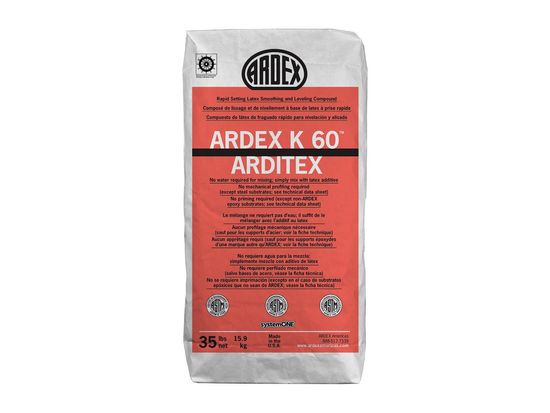 K 60 ARDITEX Two-Component Rapid Setting Latex Smoothing & Leveling Compound, Powder - 35 lb