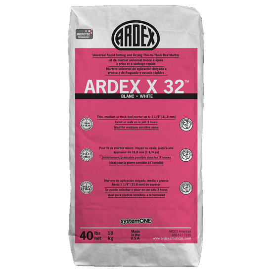 X 32 MICROTEC Universal Thin-to-Thick Bed Mortar, White - 40 lb