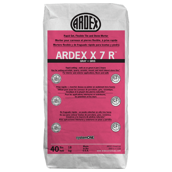 X 7 R Mortier flexible pour carreaux et pierres à prise rapide, Gris - 40 lb