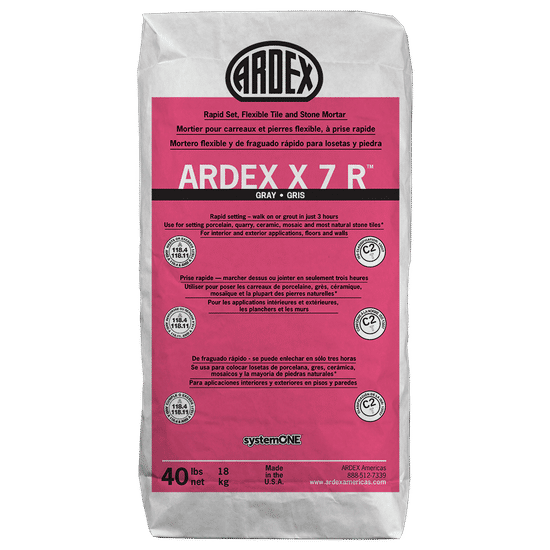 X 7 R Mortier flexible pour carreaux et pierres à prise rapide, Gris - 40 lb