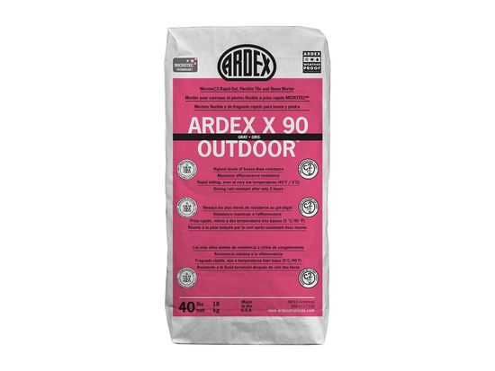 X 90 OUTDOOR MicroteC3 Mortier flexible à prise rapide pour carreaux et pierres - Gris, 40 lb