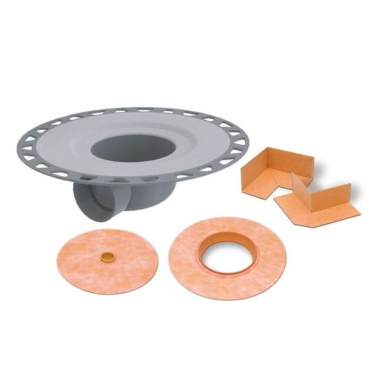 KERDI-DRAIN-H Flange Kit with Horizontal Outlet with Corners and Seals - PVC Plastic