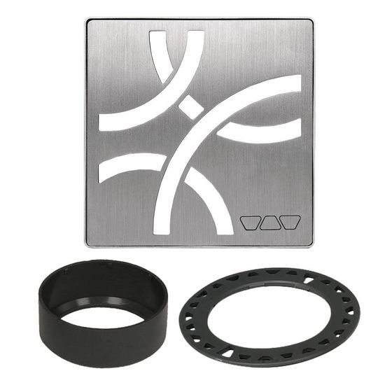 KERDI-DRAIN Square Grate Kit Curve - Brushed Stainless Steel (V2) 4"