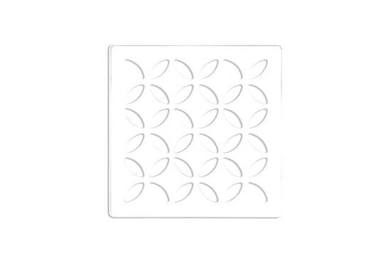 KERDI-DRAIN Ensemble de grille carrée Floral - acier inoxydable (V2) blanc mat 4"