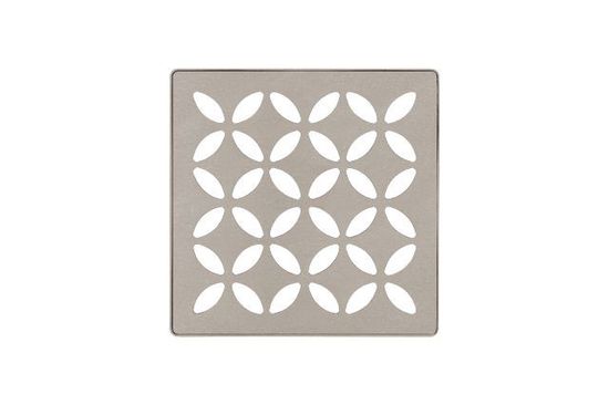 KERDI-DRAIN Ensemble de grille carrée Floral - acier inoxydable (V2) gris pierre 4"