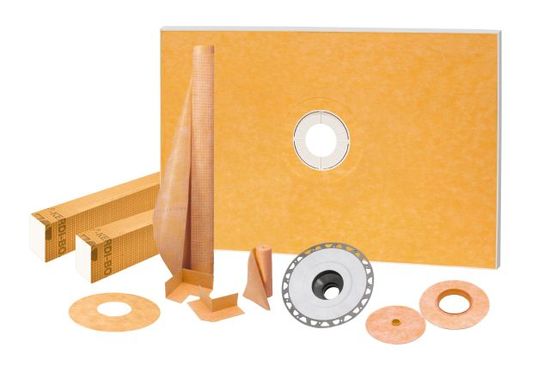 KERDI-SHOWER-KIT Shower Kit with Center Outlet Position without Grate with 2" ABS Flange 48" x 72"